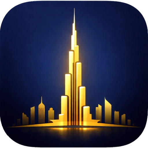 Das Symbol der App Dubai Insider: eine goldene Skyline mit dem Burj Khalifa