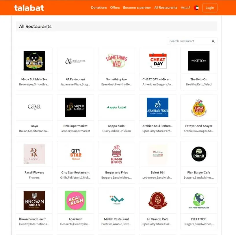 Talabat Restaurant Übersicht